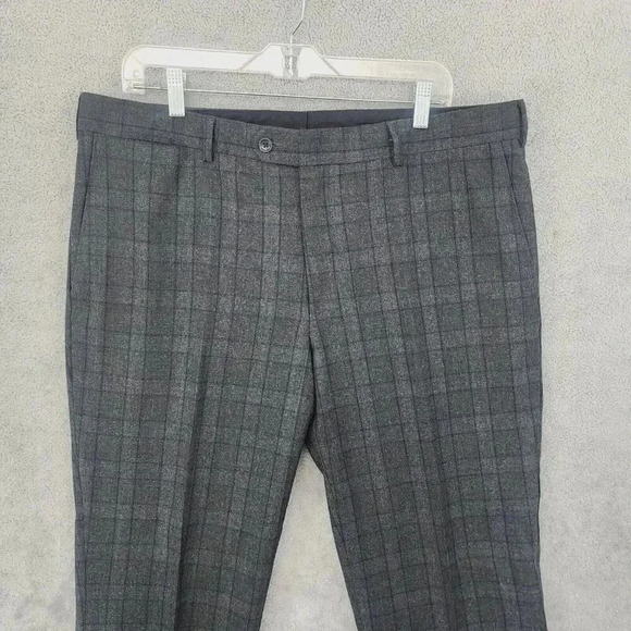 Coppley 1883 Mens Gray Plaid Wool Cashmere Dress Pants 38 Made In Canada 24CT - Picture 7 of 8